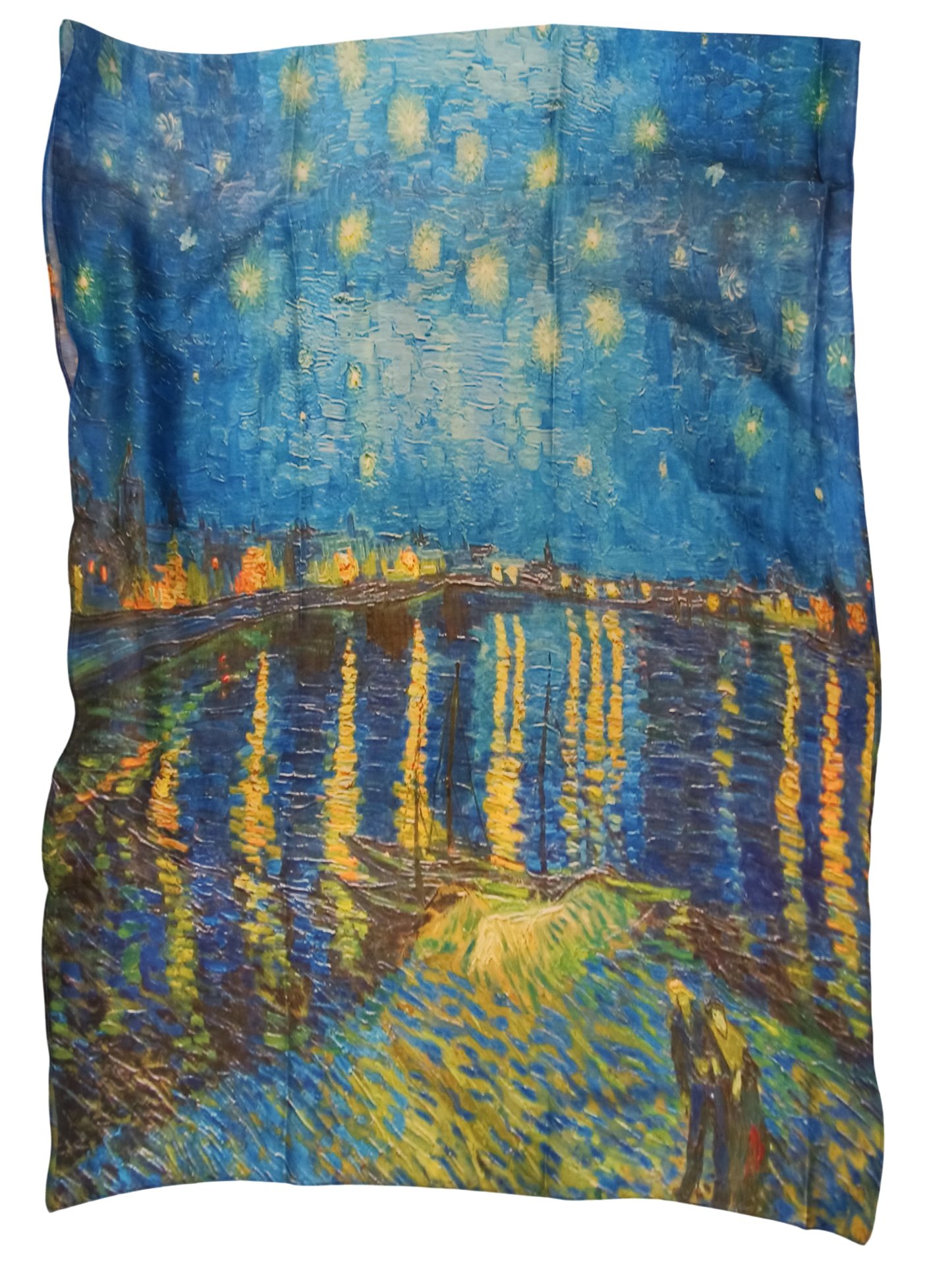 Pañuelo de seda "Noche estrellada sobre el Ródano"